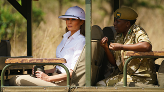 Melania Wore a Pith Helmet on Her African Adventure, a Very Interesting Choice<em></em>